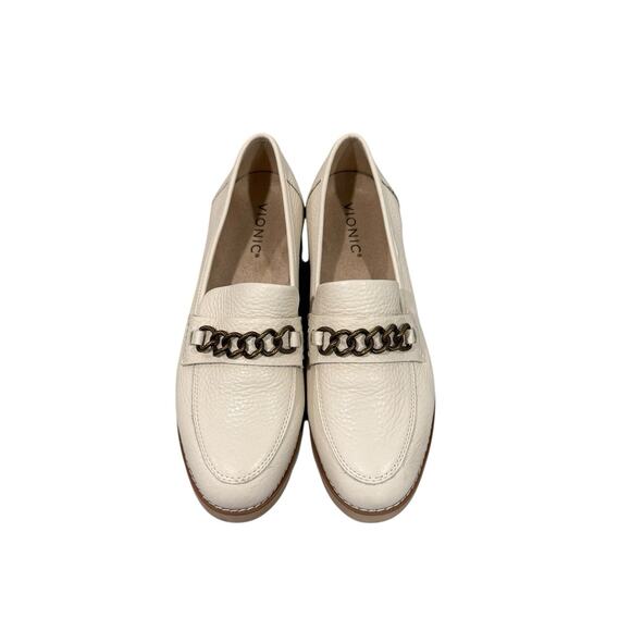 Vionic Emalyn Tumbled Leather Slip-On Loafers Cream Slip on Comfort Casual 7.5 - Picture 2 of 8